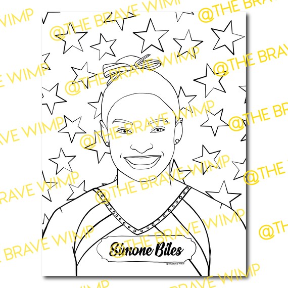 Simone Biles Coloring Page // Sheroes : Our Time is Now // - Etsy