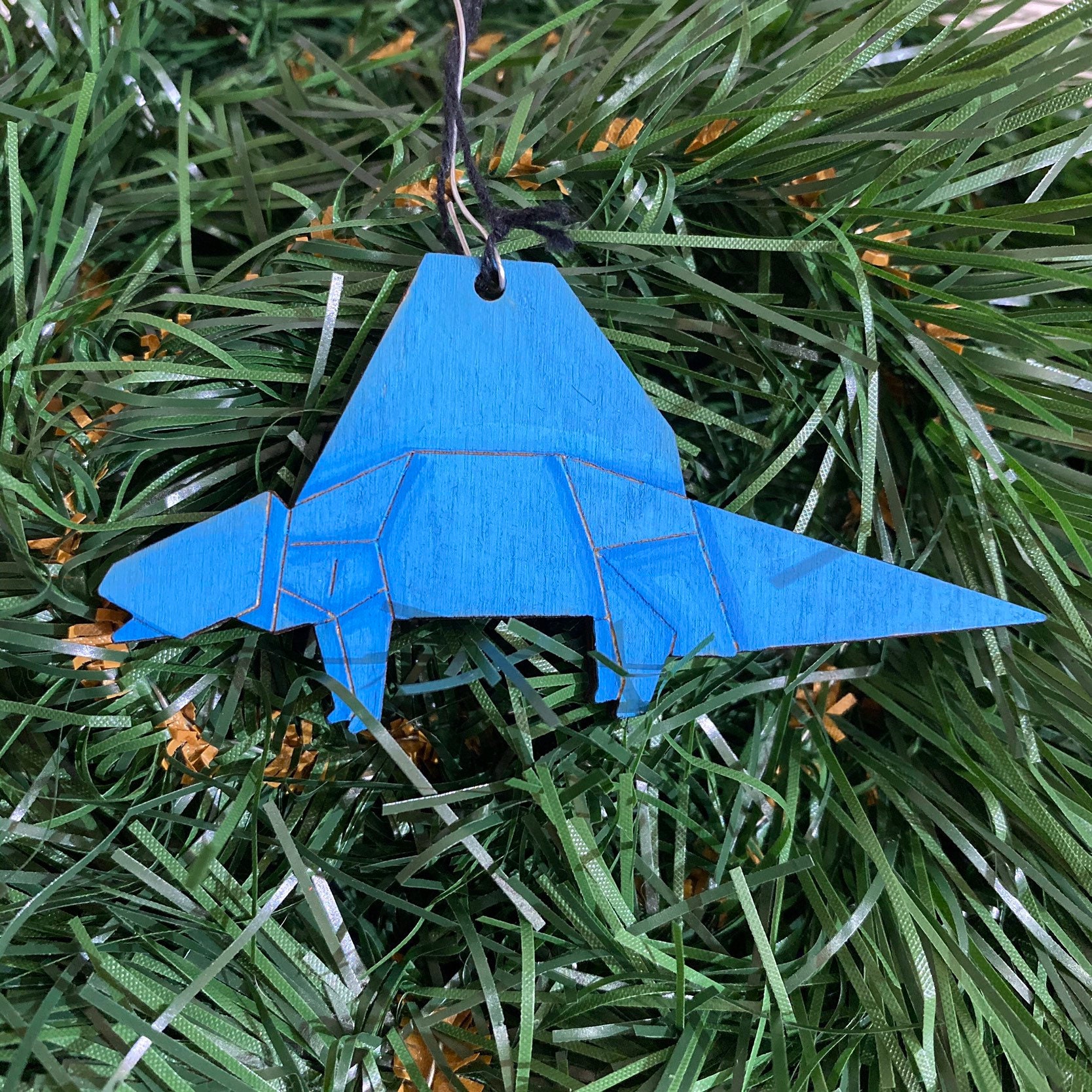 Spinosaurus Origami Dinosaur Wood Ornament