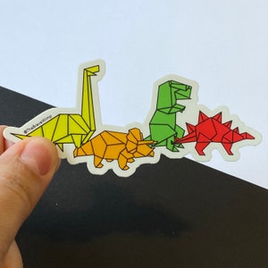 Pegatina del Desfile de Dinosaurios de Origami