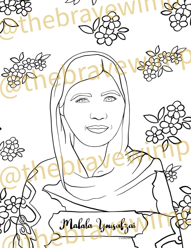 Malala Yousafzai Shero Coloring Page Digital Download Etsy Ireland