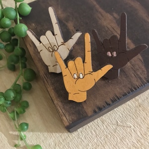 I Love You // ASL Wood Lapel Pin
