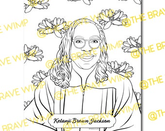 Pagina da colorare di Ketanji Brown Jackson // Download digitale