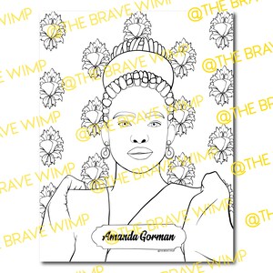 Amanda Gorman Coloring Page // Sheroes : Our Time is Now // Digital Download