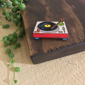 Record Player Lapel Pin // Reclaimed Wood // The Brave Wimp