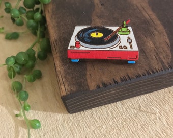 Record Player Lapel Pin // Reclaimed Wood // The Brave Wimp
