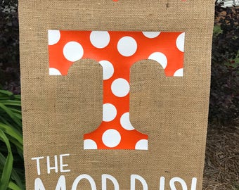 Personalized University of Tennessee Garden Flag, UT Home, UT Volunteers, Burlap Garden Flag, Welcome Flag, Tennessee Volunteers Flag