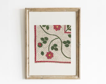 Red & Green Appliqué Quilt Print: Early American Art (Printable Art)
