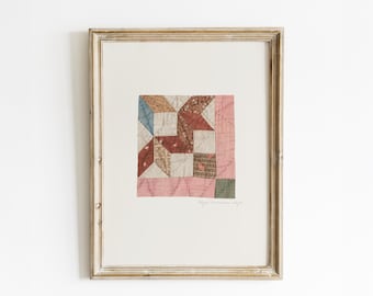 Vintage Pink Quilt Print: Farmhouse Decor (Printable Art)
