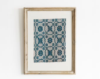 Vintage Blue Coverlet Print: Folk Art Decor (Printable Wall Art)