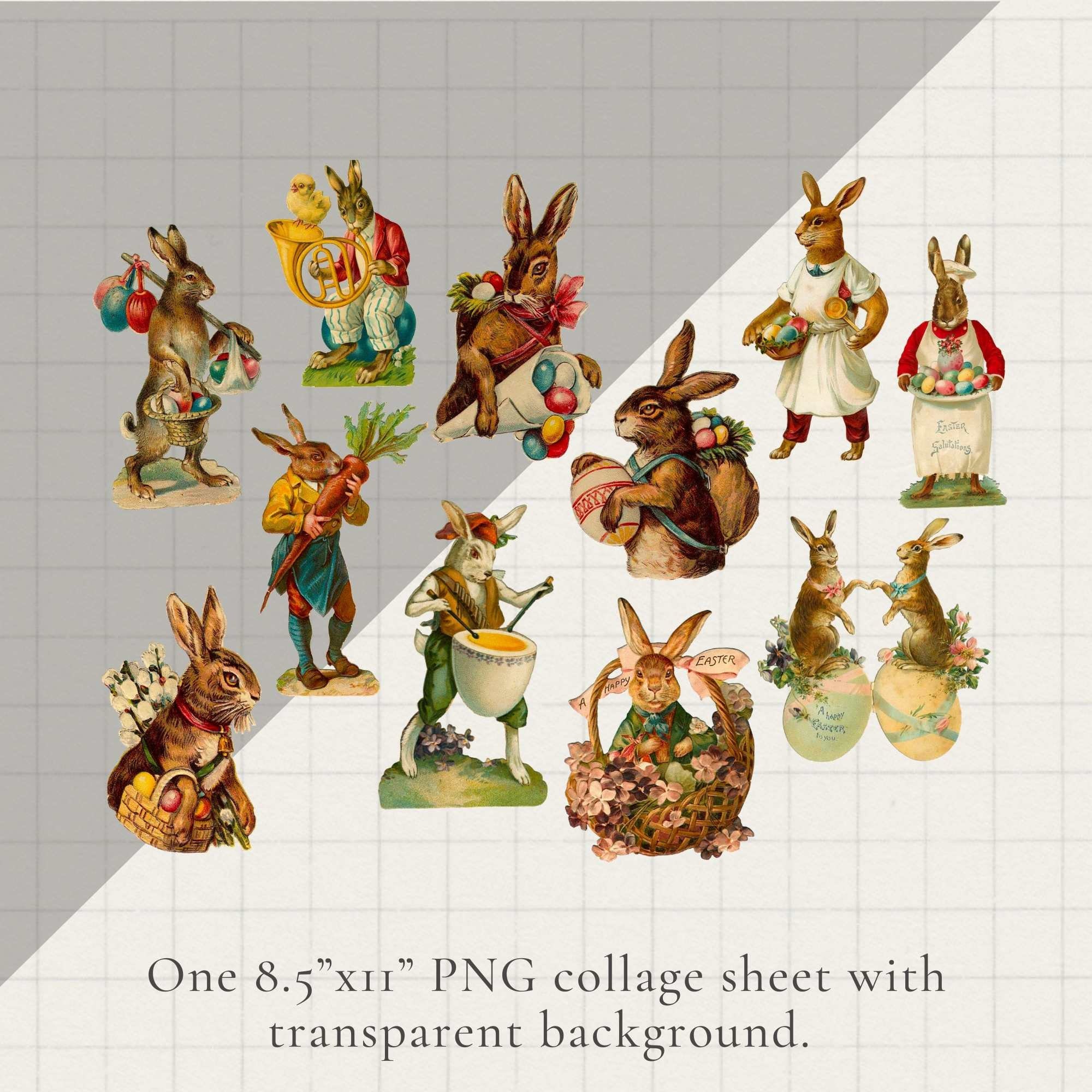 Easter Clipart | Easter Bunny Collage Sheet | Vintage Victorian Fussy ...