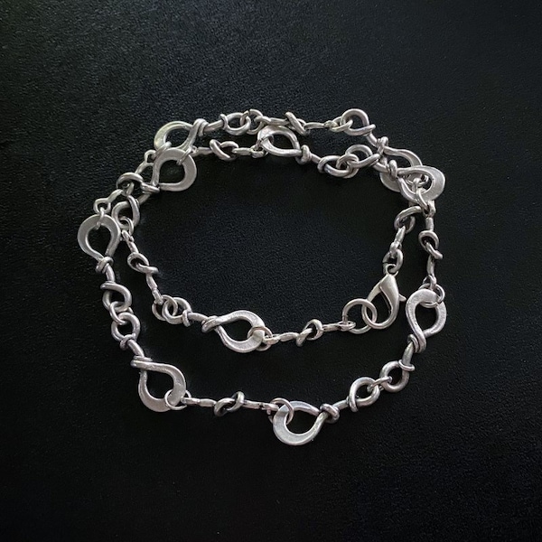 Knotted Wire Chain Necklace, Rocker Jewelry, Emo Necklace, Gothic Punk Jewelry, Punk Rock Necklace, Silver Chain Jewelry, Unisex Gifts, Goth