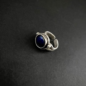 Lapis Ring, Gemstone Rings, Boho Jewelry, Adjustable Ring, Boho Ring, Silver Ring, Lapis Jewelry, Gemstone Jewelry, Gifts for Her, Chakra image 4