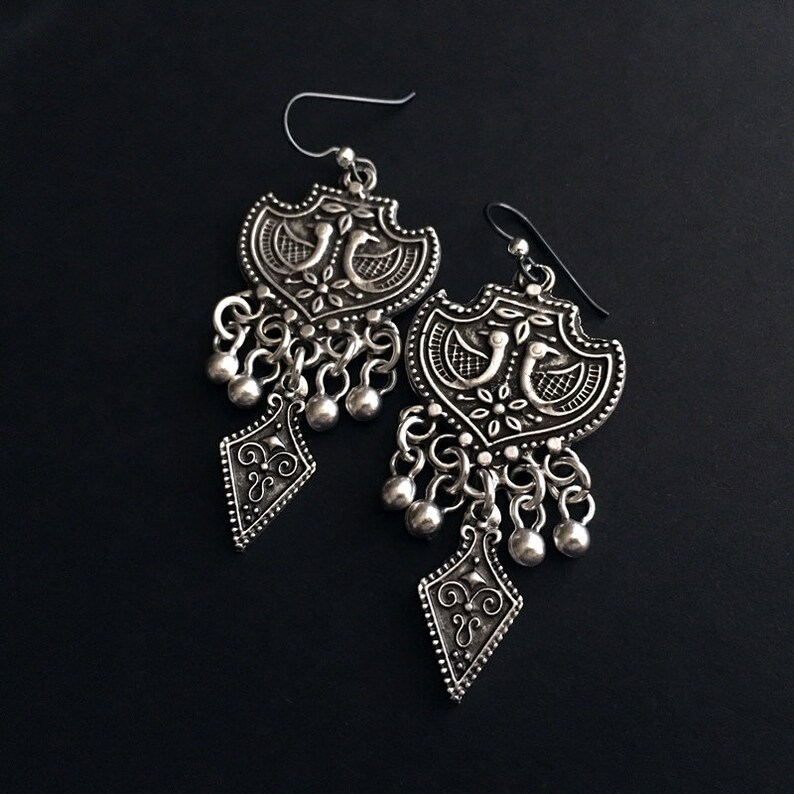 Boho Jewelry Hippie Chic Silver Earrings Festival Dangles Etsy