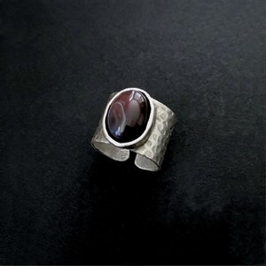 Agate Ring, Boho Jewelry, Gemstone Ring, Wide Silver Ring, Botswana Agate, Wide Band Ring, Natural Gemstone, Gemstone Jewelry, Gifts For Her