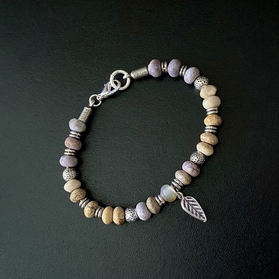 Yoga Bracelets Mala Bracelet Jasper Jewelry Gemstone Jewelry Beaded Bracelets Leather Bracelets Silver and Leather Boho Bracelets Etsy