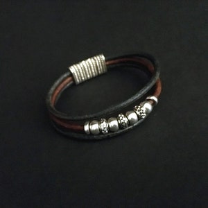 Beaded Bracelets, Friendship Bracelets, Boho Jewelry, Leather Bracelets, Silver and Leather, Gifts Under 50, Gifts for Her, Magnetic Clasp