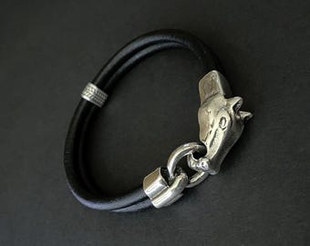 Bracelets for Men, Equestian Jewelry, Unisex Jewelry, Leather Bracelets, Silver Bracelets, Gifts For Him, Horse Bracelets, Equine Gifts