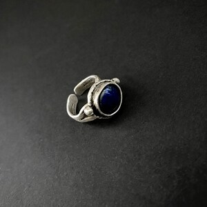 Lapis Ring, Gemstone Rings, Boho Jewelry, Adjustable Ring, Boho Ring, Silver Ring, Lapis Jewelry, Gemstone Jewelry, Gifts for Her, Chakra image 2