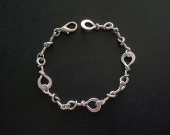 Knotted Chain Bracelet, Chain Bracelets, Rocker Style, Charm Bracelets, OOAK Jewelry, Silver Chain Jewelry, Layering Bracelet, Gift For Her