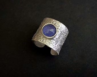 Tanzanite Ring, Gemstone Rings, Boho Jewelry, Tanzanite Jewelry, Wide Band Rings, Silver Jewelry, Chakra Stones, Boho Ring, Gemstone Jewelry