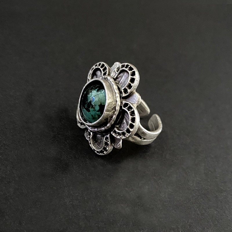 Jasper Jewelry Flower Ring Gemstone Ring Boho Ring Silver | Etsy