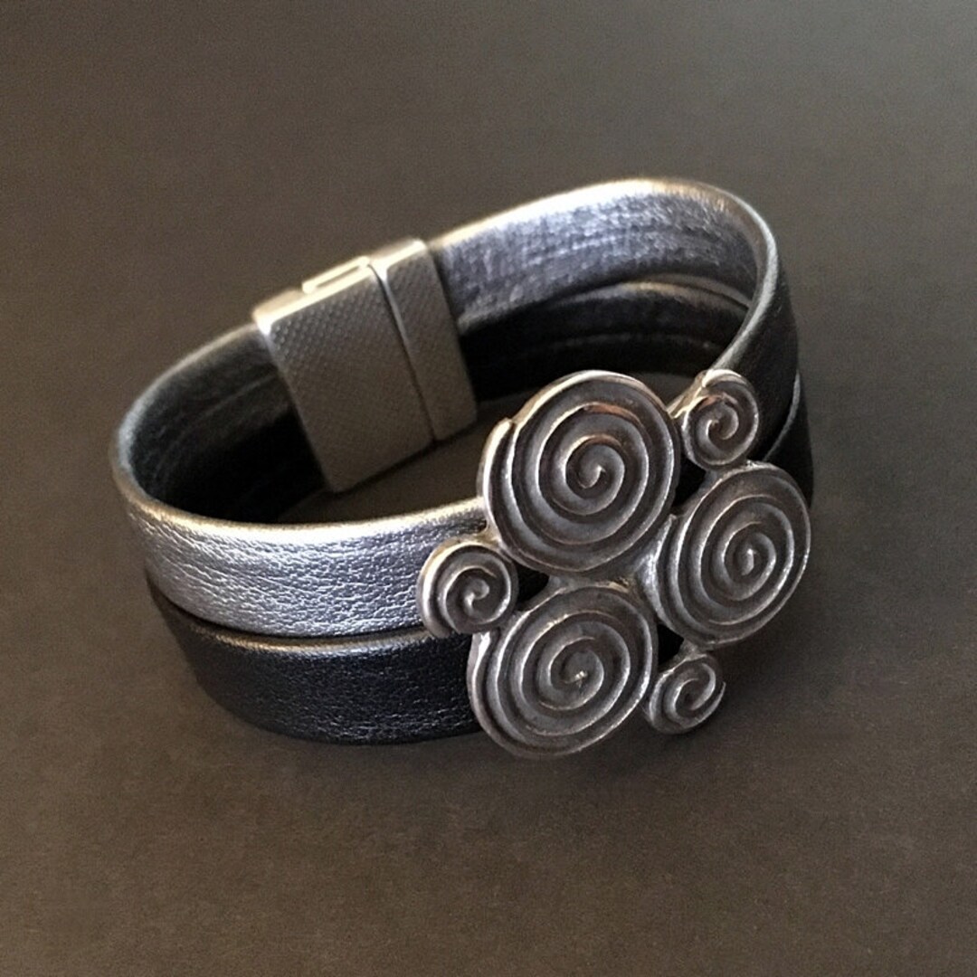 Chunky Jewelry, Statement Jewelry, Silver and Leather, Leather
