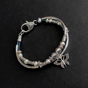Stacking Bracelets, Charm Bracelet, Friendship Bracelets, Silver Beaded Bracelets, Leather Bracelet, Boho Bracelet, Festival Accessories