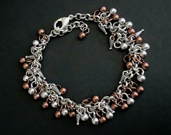 Charm Bracelet, Ankle Bracelets, Festival Jewelry, Boho Bracelet, Boho Jewelry, Festival Accessories, Copper and Silver, Hippie Chic, Anklet