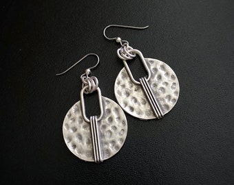 Boho Jewelry, Tribal Earrings, Round Earrings, Hippie Chic, Unique Earrings, Silver Earrings, Silver Dangles, Gifts Under 50, Gifts For Her