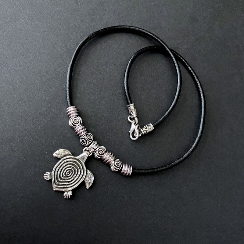 Turtle Necklace Boho Jewelry Leather Necklaces Turtle - Etsy