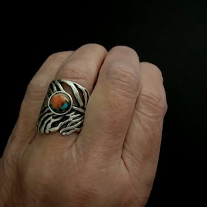 Turquoise Rings, Statement Rings, Spiny Oyster Jewelry, Wide Band Rings, Turquoise Jewelry, Boho Jewelry, Boho Rings, Gemstone Rings, Chakra