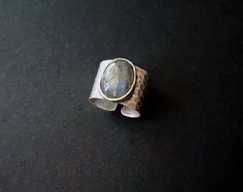 Labradorite Ring, Labradorite Jewelry, Boho Jewelry, Chakra Stones, Wide Silver Ring, Gemstone Rings, Boho Ring, Gemstone Jewelry, Under 50