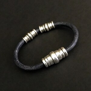Leather Bracelets, Beaded Bracelets, Leather and Silver Bangles, Boho Jewelry, Unisex Jewelry, Gifts For Him, Minimalist Style Accessories