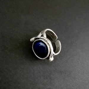 Lapis Ring, Gemstone Rings, Boho Jewelry, Adjustable Ring, Boho Ring, Silver Ring, Lapis Jewelry, Gemstone Jewelry, Gifts for Her, Chakra image 3