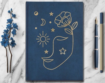 Personalized Feminine Goddess Notebook Custom Spiritual Manifestation Book Shadow Work Customized Witchy Celestial Moon Dream Travel Diary