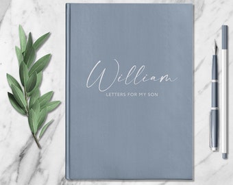 Letters For My Son Personalized Name Notebook Custom Pregnancy Journal Customized Baby Boy Shower Gift for New Mom & Dad Child Memory Book