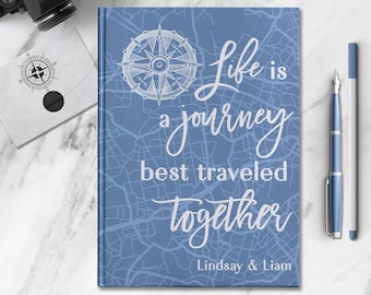 Life Is A Journey Personalized Couple Notebook Custom Travel Journal Customized Adventure Book Wedding Anniversary Gift for Husband or Wife