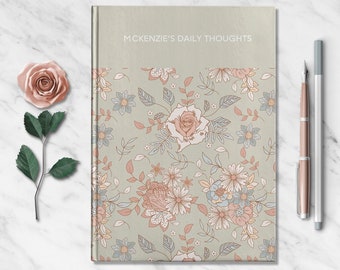 student homework diary Roses Personalized Name Notebook Custom Daily Thoughts Journal Customized Floral Memory Keepsake Journal Flower Gratitude Meditation Journal
