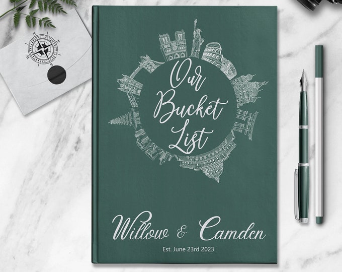 Our Bucket List Custom Couple Travel Journal Personalized Notebook Customized Adventure Memory Book Best Wedding Engagement Anniversary Gift