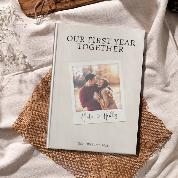 Notre première année ensemble - Carnet de notes personnalisé pour couple - Journal photo personnalisé - Cadeau papier premier anniversaire pour mari et femme