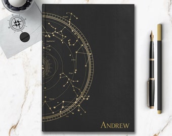 Astrological Star Chart Personalized Notebook Custom Name Journal Customized Astrology Horoscope Birthday Gift Constellation Space Notebook