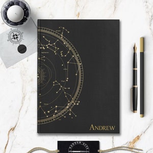 Astrological Star Chart Personalized Notebook Custom Name Journal Customized Astrology Horoscope Birthday Gift Constellation Space Notebook