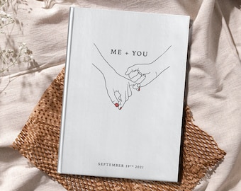 Me + You Personalized Couples Notebook - Abstract Holding Hands Journal - Custom First Anniversary Paper Gift for Boyfriend Girlfriend