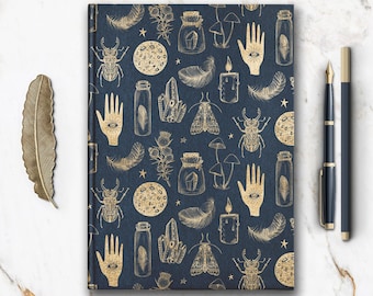 Diario de Bruja - Patrón Mágico Dorado - Libro de Hechizos - Cuaderno de Rituales