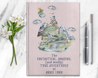 Girls Fairytale Personalized Kids Notebook Custom Name Journal Customized Cute Dragon Dream Diary Colorful Castle Journal Gift for Daughter
