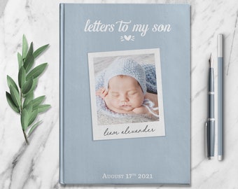 Letters To My Son Personalized Baby Boy Notebook Custom Memory Photo Book Customized Journal for New Mom or Dad Shower Gift Mothers Day Gift