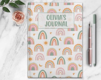 Boho Rainbow Personalized Notebook - Custom Kids Journal