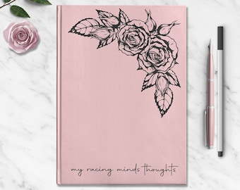 Rose Personalized Notebook Floral Custom Journal Botanical Customized Words Quote Book Flower Dream Diary Daily Writing Poetry Poem Journal