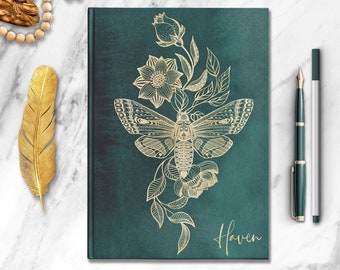 Personalized Dead Head Moth Journal - Custom Witchy Book of Shadows