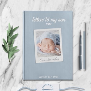 Letters To My Son Personalized Baby Boy Notebook Custom Memory Photo Book Customized Journal for New Mom or Dad Shower Gift Mothers Day Gift